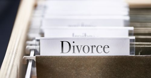 DIVORCE: Files and folders in desk drawer with labels and tabs